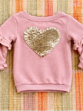 Charming Pink Kids Sweatshirt with Heart Accent